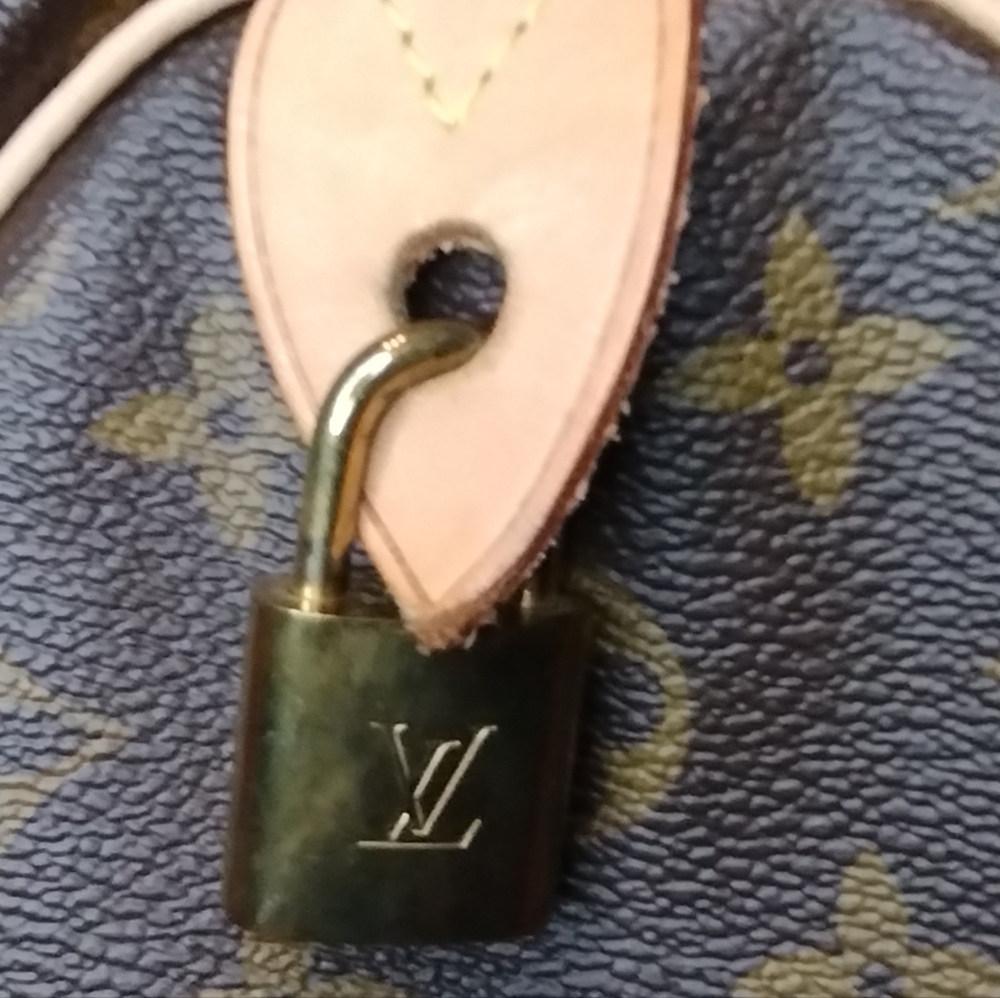 Classic Louis Vuitton Brown and Gold Monogram Speedy 35 Bag - Picture 11 of 14